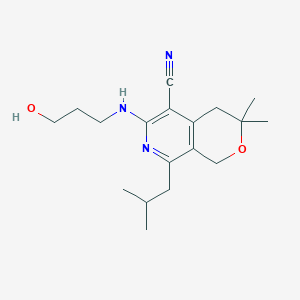 6-[(3-hydroxypropyl)amino]-3,3-dimethyl-8-(2-methylpropyl)-3,4-dihydro-1H-pyrano[3,4-c]pyridine-5-carbonitrile