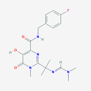 B1145578 2-[2-(Dimethylaminomethylideneamino)propan-2-yl]-N-[(4-fluorophenyl)methyl]-5-hydroxy-1-methyl-6-oxopyrimidine-4-carboxamide CAS No. 1193687-85-2