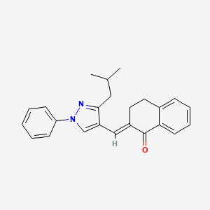 molecular formula C24H24N2O B11455846 (2E)-2-{[3-(2-Methylpropyl)-1-phenyl-1H-pyrazol-4-YL]methylidene}-1,2,3,4-tetrahydronaphthalen-1-one 