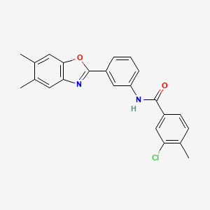 3-chloro-N-[3-(5,6-dimethyl-1,3-benzoxazol-2-yl)phenyl]-4-methylbenzamide