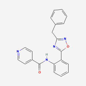 molecular formula C21H16N4O2 B11455877 N-[2-(3-benzyl-1,2,4-oxadiazol-5-yl)phenyl]pyridine-4-carboxamide 