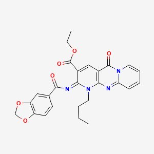 ethyl 6-(1,3-benzodioxole-5-carbonylimino)-7-butyl-2-oxo-1,7,9-triazatricyclo[8.4.0.03,8]tetradeca-3(8),4,9,11,13-pentaene-5-carboxylate