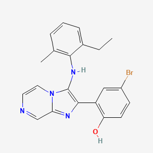 molecular formula C21H19BrN4O B11455918 4-Bromo-2-{3-[(2-ethyl-6-methylphenyl)amino]imidazo[1,2-a]pyrazin-2-yl}phenol 