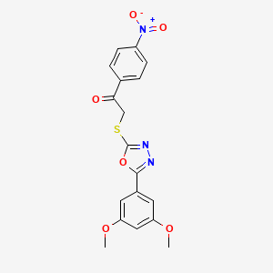 2-{[5-(3,5-Dimethoxyphenyl)-1,3,4-oxadiazol-2-yl]sulfanyl}-1-(4-nitrophenyl)ethanone