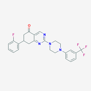 molecular formula C25H22F4N4O B11455962 7-(2-fluorophenyl)-2-{4-[3-(trifluoromethyl)phenyl]piperazin-1-yl}-7,8-dihydroquinazolin-5(6H)-one 