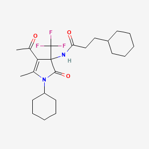 N-[4-acetyl-1-cyclohexyl-5-methyl-2-oxo-3-(trifluoromethyl)-2,3-dihydro-1H-pyrrol-3-yl]-3-cyclohexylpropanamide