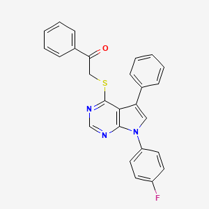 molecular formula C26H18FN3OS B11455989 2-{[7-(4-fluorophenyl)-5-phenyl-7H-pyrrolo[2,3-d]pyrimidin-4-yl]sulfanyl}-1-phenylethanone 