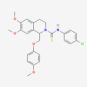 molecular formula C26H27ClN2O4S B11456001 N-(4-chlorophenyl)-6,7-dimethoxy-1-((4-methoxyphenoxy)methyl)-3,4-dihydroisoquinoline-2(1H)-carbothioamide 