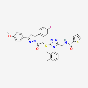 molecular formula C34H31FN6O3S2 B11456018 N-{[4-(2,3-Dimethylphenyl)-5-({2-[5-(4-fluorophenyl)-3-(4-methoxyphenyl)-4,5-dihydro-1H-pyrazol-1-YL]-2-oxoethyl}sulfanyl)-4H-1,2,4-triazol-3-YL]methyl}thiophene-2-carboxamide 