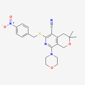 3,3-dimethyl-8-(morpholin-4-yl)-6-[(4-nitrobenzyl)sulfanyl]-3,4-dihydro-1H-pyrano[3,4-c]pyridine-5-carbonitrile