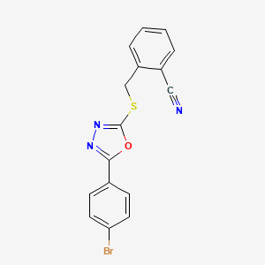 molecular formula C16H10BrN3OS B11456028 2-({[5-(4-Bromophenyl)-1,3,4-oxadiazol-2-yl]sulfanyl}methyl)benzonitrile 