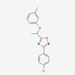 molecular formula C17H15BrN2O2 B11456031 3-(4-Bromophenyl)-5-[1-(3-methylphenoxy)ethyl]-1,2,4-oxadiazole 