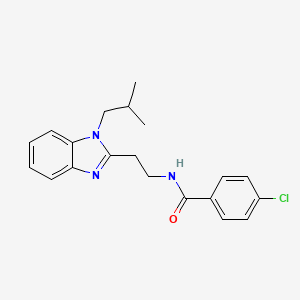 molecular formula C20H22ClN3O B11456053 4-chloro-N-{2-[1-(2-methylpropyl)-1H-benzimidazol-2-yl]ethyl}benzamide 