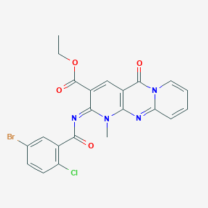 molecular formula C22H16BrClN4O4 B11456072 ethyl 6-(5-bromo-2-chlorobenzoyl)imino-7-methyl-2-oxo-1,7,9-triazatricyclo[8.4.0.03,8]tetradeca-3(8),4,9,11,13-pentaene-5-carboxylate 