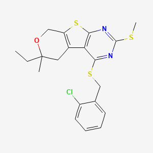 3-[(2-chlorophenyl)methylsulfanyl]-12-ethyl-12-methyl-5-methylsulfanyl-11-oxa-8-thia-4,6-diazatricyclo[7.4.0.02,7]trideca-1(9),2(7),3,5-tetraene