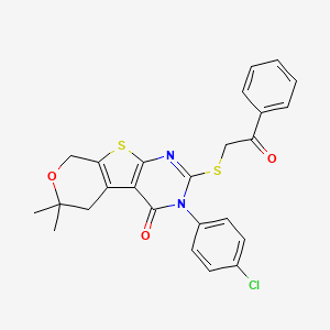 4-(4-chlorophenyl)-12,12-dimethyl-5-phenacylsulfanyl-11-oxa-8-thia-4,6-diazatricyclo[7.4.0.02,7]trideca-1(9),2(7),5-trien-3-one