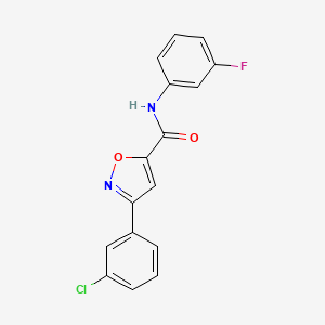 molecular formula C16H10ClFN2O2 B11456091 3-(3-chlorophenyl)-N-(3-fluorophenyl)-1,2-oxazole-5-carboxamide 