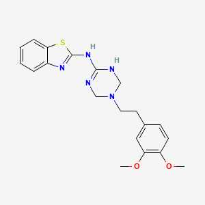 molecular formula C20H23N5O2S B11456116 N-{5-[2-(3,4-dimethoxyphenyl)ethyl]-1,4,5,6-tetrahydro-1,3,5-triazin-2-yl}-1,3-benzothiazol-2-amine 