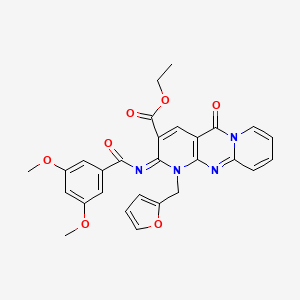 ethyl 6-(3,5-dimethoxybenzoyl)imino-7-(furan-2-ylmethyl)-2-oxo-1,7,9-triazatricyclo[8.4.0.03,8]tetradeca-3(8),4,9,11,13-pentaene-5-carboxylate