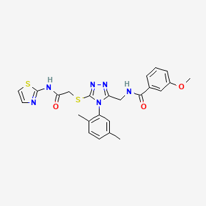 molecular formula C24H24N6O3S2 B11456135 N-((4-(2,5-dimethylphenyl)-5-((2-oxo-2-(thiazol-2-ylamino)ethyl)thio)-4H-1,2,4-triazol-3-yl)methyl)-3-methoxybenzamide 