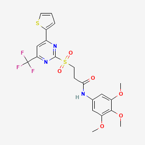 3-{[4-(thiophen-2-yl)-6-(trifluoromethyl)pyrimidin-2-yl]sulfonyl}-N-(3,4,5-trimethoxyphenyl)propanamide