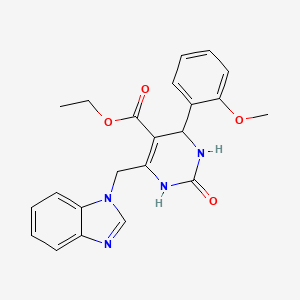 molecular formula C22H22N4O4 B11456221 ethyl 6-(1H-benzimidazol-1-ylmethyl)-4-(2-methoxyphenyl)-2-oxo-1,2,3,4-tetrahydropyrimidine-5-carboxylate 