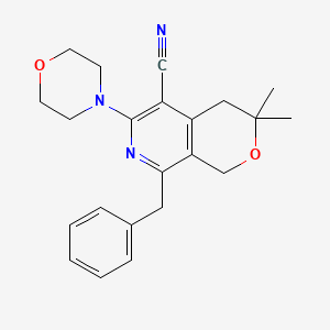 molecular formula C22H25N3O2 B11456229 8-benzyl-3,3-dimethyl-6-(morpholin-4-yl)-3,4-dihydro-1H-pyrano[3,4-c]pyridine-5-carbonitrile 