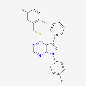 molecular formula C27H22FN3S B11456259 4-[(2,5-dimethylbenzyl)sulfanyl]-7-(4-fluorophenyl)-5-phenyl-7H-pyrrolo[2,3-d]pyrimidine 