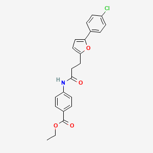 molecular formula C22H20ClNO4 B11456260 Ethyl 4-({3-[5-(4-chlorophenyl)furan-2-yl]propanoyl}amino)benzoate 