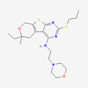 12-ethyl-12-methyl-N-(2-morpholin-4-ylethyl)-5-propylsulfanyl-11-oxa-8-thia-4,6-diazatricyclo[7.4.0.02,7]trideca-1(9),2,4,6-tetraen-3-amine