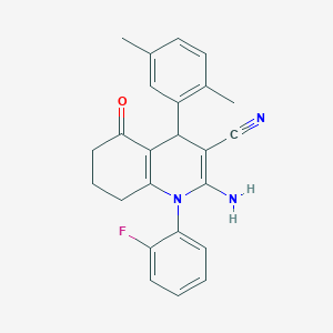 2-Amino-4-(2,5-dimethylphenyl)-1-(2-fluorophenyl)-5-oxo-1,4,5,6,7,8-hexahydroquinoline-3-carbonitrile