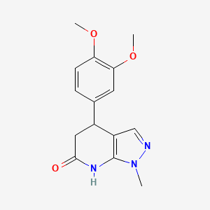 molecular formula C15H17N3O3 B11456324 4-(3,4-Dimethoxyphenyl)-1-methyl-4H,5H,7H-pyrazolo[3,4-b]pyridin-6-one 