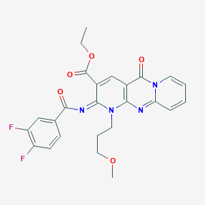 molecular formula C25H22F2N4O5 B11456349 ethyl 6-(3,4-difluorobenzoyl)imino-7-(3-methoxypropyl)-2-oxo-1,7,9-triazatricyclo[8.4.0.03,8]tetradeca-3(8),4,9,11,13-pentaene-5-carboxylate 