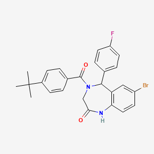 molecular formula C26H24BrFN2O2 B11456351 7-bromo-4-(4-(tert-butyl)benzoyl)-5-(4-fluorophenyl)-4,5-dihydro-1H-benzo[e][1,4]diazepin-2(3H)-one 