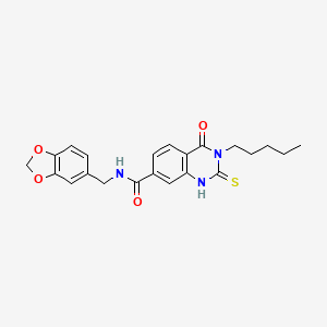 N-(1,3-benzodioxol-5-ylmethyl)-4-oxo-3-pentyl-2-sulfanylidene-1H-quinazoline-7-carboxamide