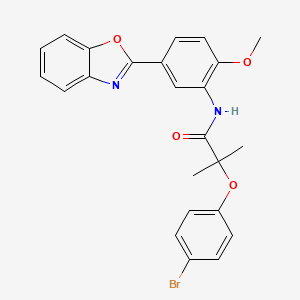 molecular formula C24H21BrN2O4 B11456435 N-[5-(1,3-benzoxazol-2-yl)-2-methoxyphenyl]-2-(4-bromophenoxy)-2-methylpropanamide 