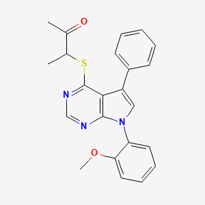 molecular formula C23H21N3O2S B11456469 3-{[7-(2-methoxyphenyl)-5-phenyl-7H-pyrrolo[2,3-d]pyrimidin-4-yl]sulfanyl}butan-2-one 