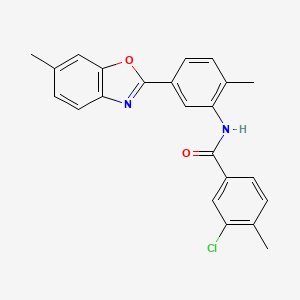 3-chloro-4-methyl-N-[2-methyl-5-(6-methyl-1,3-benzoxazol-2-yl)phenyl]benzamide