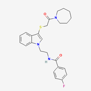 N-(2-(3-((2-(azepan-1-yl)-2-oxoethyl)thio)-1H-indol-1-yl)ethyl)-4-fluorobenzamide