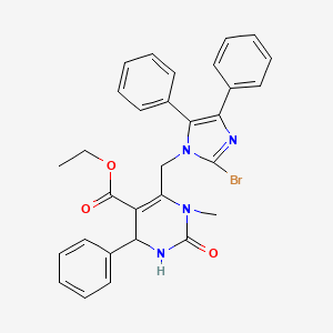 ethyl 6-[(2-bromo-4,5-diphenyl-1H-imidazol-1-yl)methyl]-1-methyl-2-oxo-4-phenyl-1,2,3,4-tetrahydropyrimidine-5-carboxylate