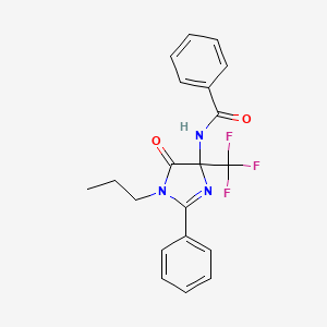 molecular formula C20H18F3N3O2 B11456549 N-[5-oxo-2-phenyl-1-propyl-4-(trifluoromethyl)-4,5-dihydro-1H-imidazol-4-yl]benzamide 