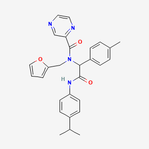 N-(furan-2-ylmethyl)-N-[1-(4-methylphenyl)-2-oxo-2-{[4-(propan-2-yl)phenyl]amino}ethyl]pyrazine-2-carboxamide