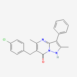 molecular formula C21H18ClN3O B11456570 6-(4-chlorobenzyl)-2,5-dimethyl-3-phenylpyrazolo[1,5-a]pyrimidin-7(4H)-one 