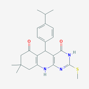 8,8-dimethyl-2-(methylsulfanyl)-5-[4-(propan-2-yl)phenyl]-5,8,9,10-tetrahydropyrimido[4,5-b]quinoline-4,6(3H,7H)-dione