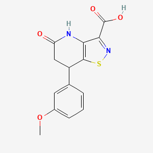 molecular formula C14H12N2O4S B11456635 7-(3-Methoxyphenyl)-5-oxo-4H,6H,7H-[1,2]thiazolo[4,5-b]pyridine-3-carboxylic acid 