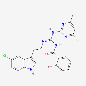 N-[(E)-{[2-(5-Chloro-1H-indol-3-YL)ethyl]amino}[(4,6-dimethylpyrimidin-2-YL)amino]methylidene]-2-fluorobenzamide