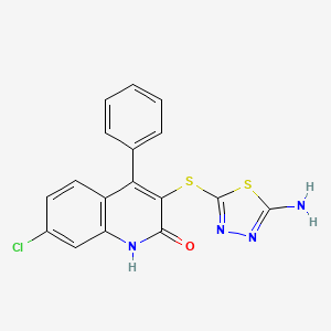 molecular formula C17H11ClN4OS2 B11456704 3-[(5-amino-1,3,4-thiadiazol-2-yl)sulfanyl]-7-chloro-4-phenylquinolin-2(1H)-one 