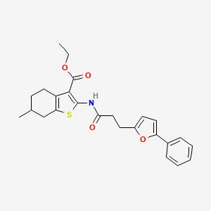 molecular formula C25H27NO4S B11456730 Ethyl 6-methyl-2-{[3-(5-phenylfuran-2-yl)propanoyl]amino}-4,5,6,7-tetrahydro-1-benzothiophene-3-carboxylate 