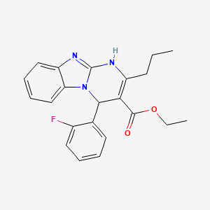 molecular formula C22H22FN3O2 B11456771 Ethyl 4-(2-fluorophenyl)-2-propyl-1,4-dihydropyrimido[1,2-a]benzimidazole-3-carboxylate 