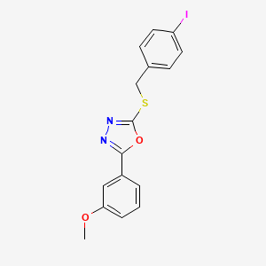 molecular formula C16H13IN2O2S B11456780 2-[(4-Iodobenzyl)sulfanyl]-5-(3-methoxyphenyl)-1,3,4-oxadiazole 